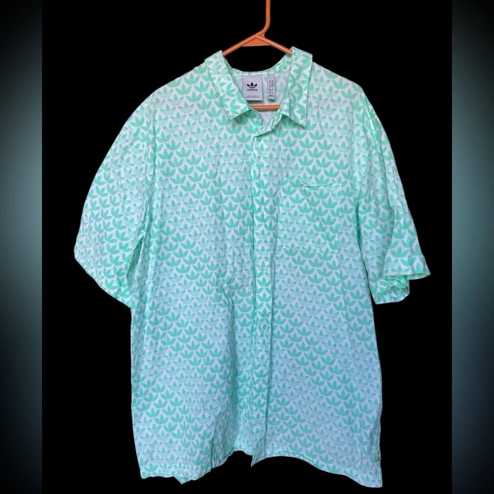 Adidas Turquoise and White Casual Button Down Shirt